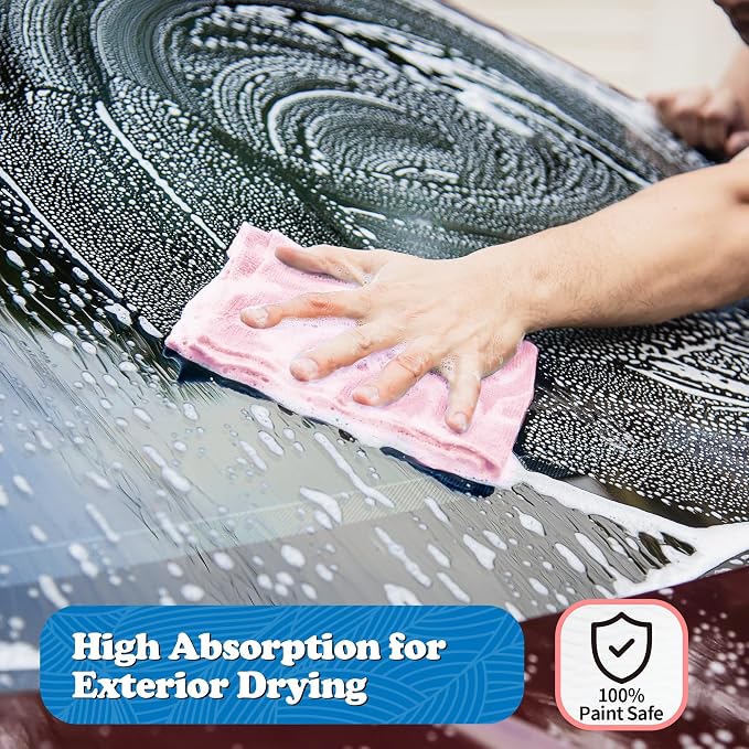 Microfiber Cleaning Cloth, Shop Towels Bulk, 24 Pack Pink Microfiber Towels for Cars, All-Purpose Absorbent Cleaning Rags, Dust Cloth for Automotive, Mechanic, Garage, Bar, 12 x 11 inch