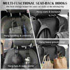 Car Seat Headrest Hook Universal Vehicle Storage Hanger Leather with Metal Car Seat Back Organizer for Handbag Purse Coat Black 4 Pack