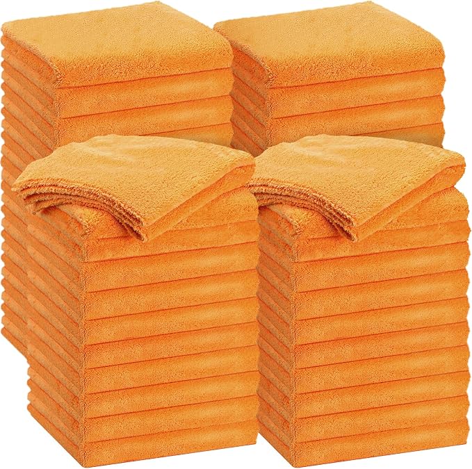 30 Pcs 16 x 16 Inch Edgeless Microfiber Plush Towels for Cars Detailing Drying Wash Polishing Absorbent Cleaning Cloths, 500 GSM (Orange)