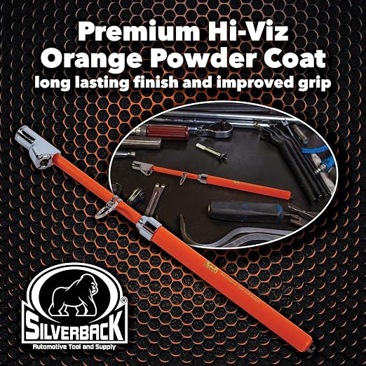 Silverback Hi-Visibility Orange Dual Foot Commercial Truck Tire Pressure Gauge, Recalibratable. Heavy Duty Stick Gauge with Black Metal Bar, Range 10-150 PSI in 2 PSI Increments.