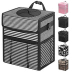 Car Trash Can with Lid, Leakproof Car Trash Bag Hanging Waterproof Automotive Garbage Can with Storage Pockets Mini Vehicle Trash Bin for Back/Front Seat(Stripe,2.5 Gallon)