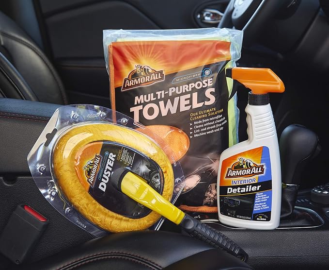 Interior Car Cleaning Kit, Interior Detailer Spray with Microfiber Towels and Microfiber Duster, 16 Fl Oz (3 Piece Kit)