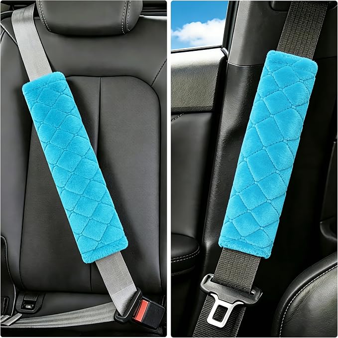 Soft Auto Seat Belt Cover Seatbelt Shoulder Pad Cushions 2 PCS for a More Comfortable Driving Universal Fit for All Cars and Backpack Blue