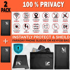 Faraday Bag Anti-Tracking GPS RFID Car Key Signal Blocker Wallet Shielding Pouch Protective Case for Cell Phone Car Key FOB, Data Privacy, Electronic Device Security (2 Pack - Pocket Black)