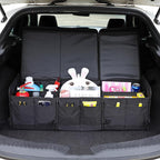 AOKJOY Car Trunk Organizer with Lid Storage Collapsible Multi Compartment Adjustable Straps for SUV, Truck, Sedan(Black) XL