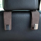 Car Seat Back Hook Metal with Suede Universal Vehicle Headrest Hangers Interior Storage Organizer for Purse Handbag Coat Grocery Bags 2 Pack Coffee