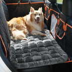 Backseat Pet Bed Mat,Dog Bed for Car,Fuzzy Dog Seat Cover for Car Back Seat, Non-Slip Travel Pet Mat, Fit for Backseat Extenders and Seat Covers(Gray)