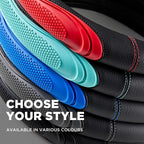 Car Steering Wheel Cover - Microfiber Leather Steering Wheel Wrap Sports 14.5-15 Inch Steering Wheel Cover Non-Slip for Men Women Red Color