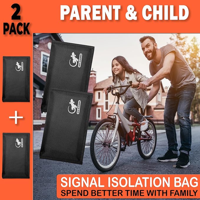 Faraday Bag Anti-Tracking GPS RFID Car Key Signal Blocker Wallet Shielding Pouch Protective Case for Cell Phone Car Key FOB, Data Privacy, Electronic Device Security (2 Pack - Pocket Black)