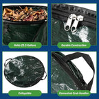 29.5-Gallon Pop up Outdoor Garbage Can Set - Set of 2 Collapsible Trash Cans for Parties, Yard Waste, or Laundry - Camping Accessories by