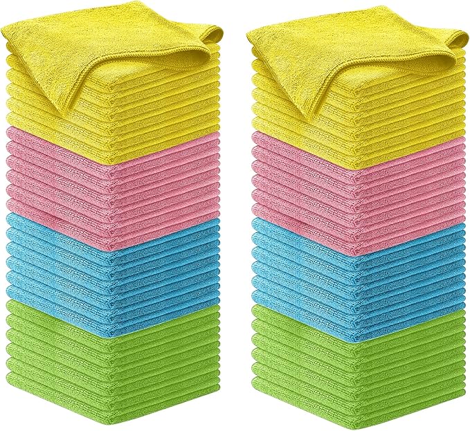 Premium 300GSM Microfiber Cleaning Cloth - 12.5"x12.5" High Performance - 1200 Washes, Ultra Absorbent Microfiber Towels for Cars Undercarriage, Rims & Engine Bay Cleaning - Microfiber Cloth