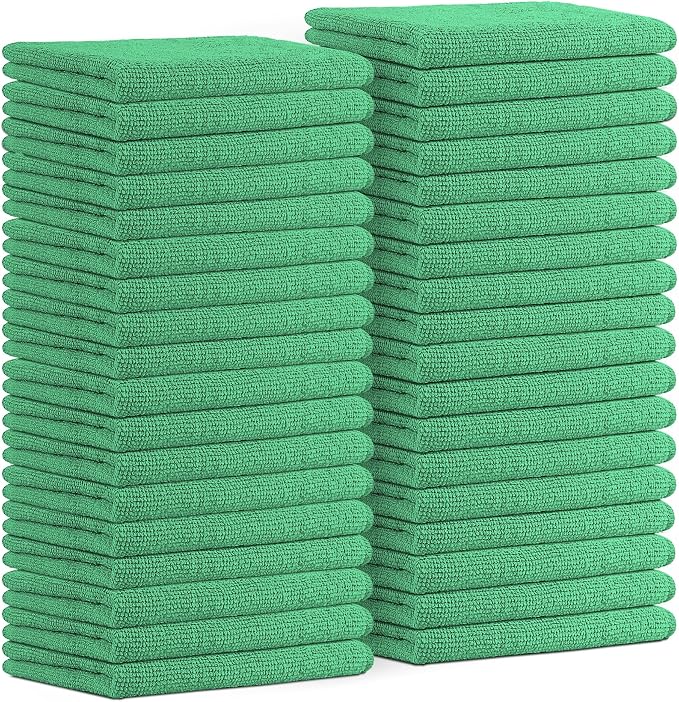 Microfiber Cleaning Cloths (Value Pack of 36) - Size 16 x 16 Inches, Highly Absorbent Cleaning Rags, Lint Free, Reusable and Washable, Microfiber Towels for Cars