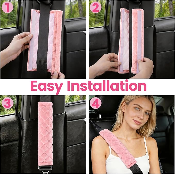 Soft Auto Seat Belt Cover Seatbelt Shoulder Pad Cushions 2 PCS for a More Comfortable Driving Universal Fit for All Cars and Backpack Dirty Pink