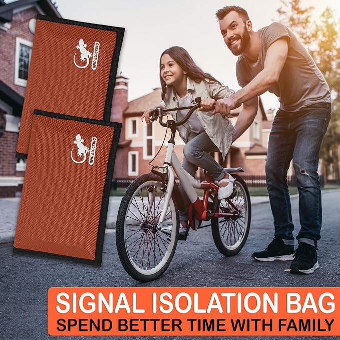 Faraday Bag Orange Nylon - Signal Blocker for Cell Phone, Car Key FOB, Data Privacy (ORANGE - NYLON)