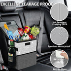 Cute Mini Car Trash Bag with Lid, Glitter Garbage Can Bin Hanging for Back/Front Seat/Console, Waterproof, Leakproof, 2.5 Gallon, Silver Bling Sparkly