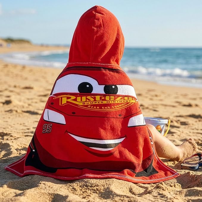 Cars Boys Towel, Lightning McQueen Swimming Towels for Kids, Wearable Bath Towels, Wrap Beach Towel, Red One Size