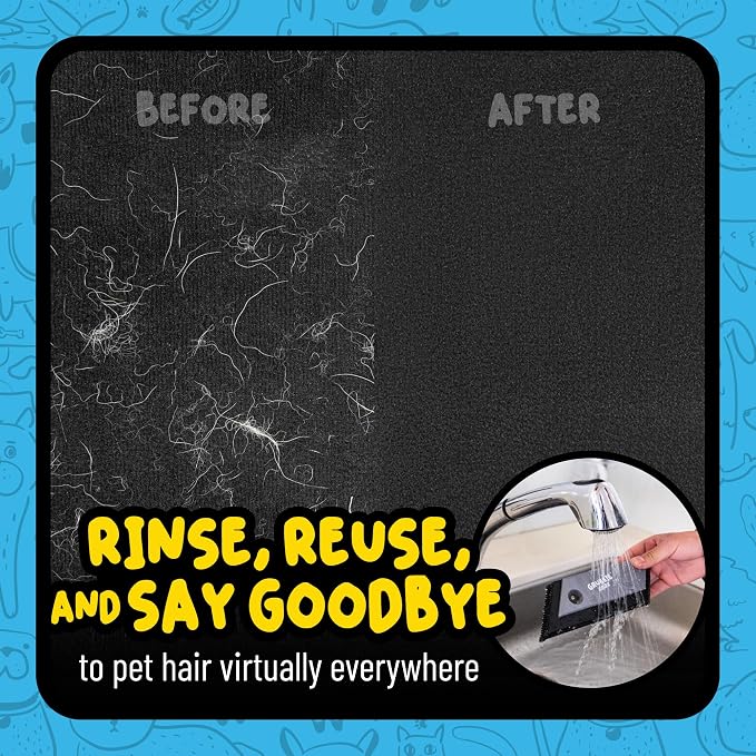 Grubbie Edge Pet Hair Removal Tool – Reusable Pet Hair & Lint Remover for Car Interiors, Upholstery, Carpets, Seats, and Home Furniture – Removes Embedded Hair & Fur Fast