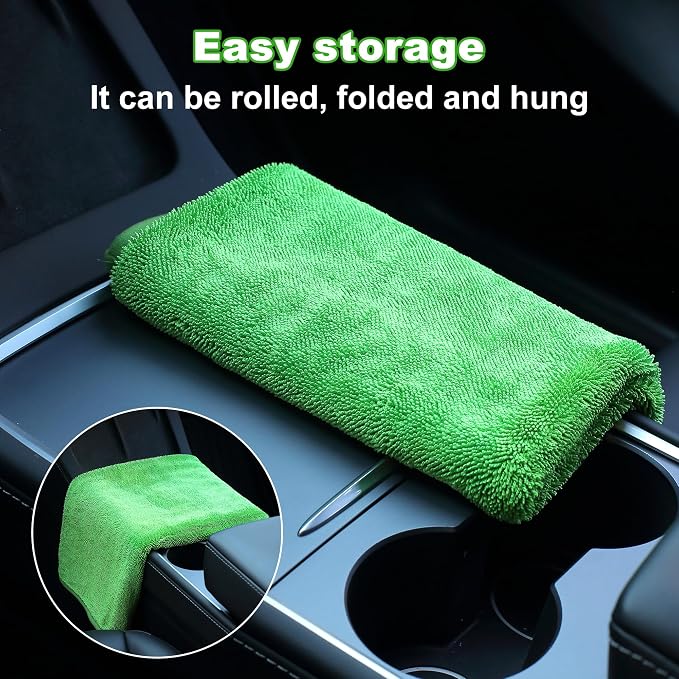 Microfiber Towels for Cars, 2 Pack 63" x 29.5" Car Drying Towel, Green Reusable Car Towel, Quick Drying Car Microfiber Cleaning Cloth for RVs, SUVs, Trucks