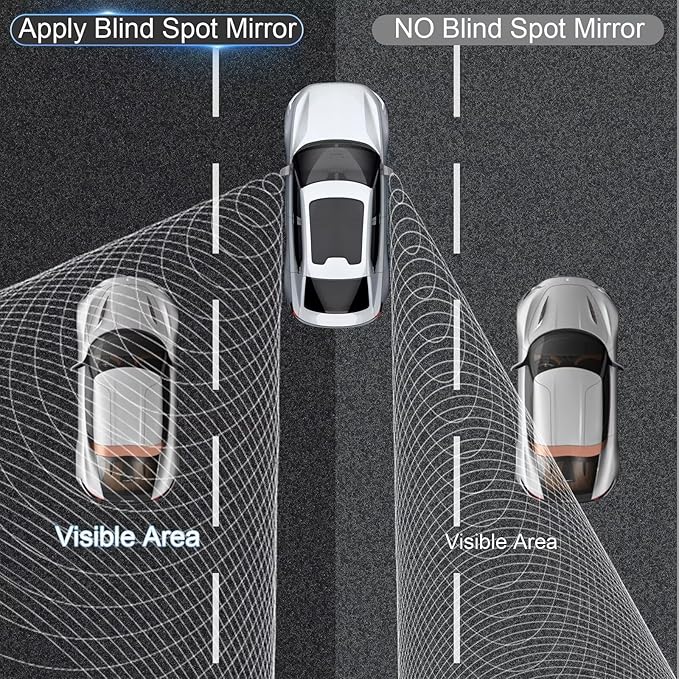 Blind Spot Mirrors 2 Pack, Frameless Side Mirror Blindspot Convex HD Glass Car Accessories, Side View Mirror Blindspot with Wide Angle Adjustable Stick for Car SUV and Trucks