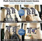 Car Headrest Hooks, Premium Suede with Metal Car Seat Back Storage Hooks for Handbag Coats Umbrella Backpack - 4 Pack, Gray