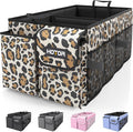 Trunk Organizer - Car Organizer, Foldable Trunk organizer for SUVs & Sedans, Sturdy Car Organization for Car Accessories, Tools, Sundries, Leopard, 2 Compartments, 21.3"×12.6"×10.6"