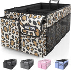 Trunk Organizer - Car Organizer, Foldable Trunk organizer for SUVs & Sedans, Sturdy Car Organization for Car Accessories, Tools, Sundries, Leopard, 2 Compartments, 21.3"×12.6"×10.6"