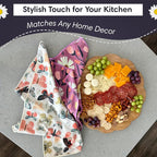 Double Sided Microfiber Hand Towels, 17x27 Inches Waffle Design Kitchen Towels Set, Durable & Soft Fast Drying Hand Wash Cloth, Everyday Use Dishcloth at Home (Wings & Flower Farm- Purple/Cream)