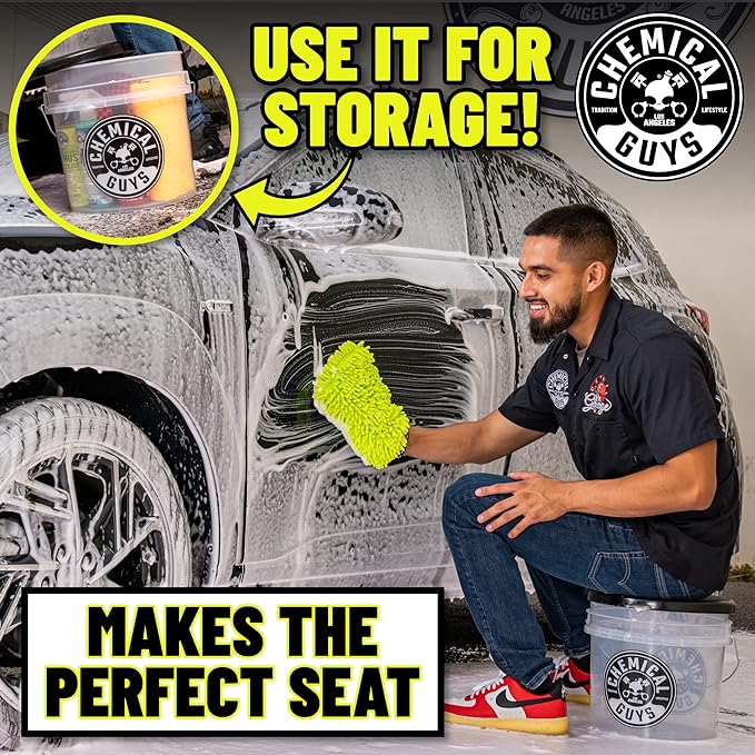 Ultimate Scratch-Free Detailing Car Wash Bucket Kit with Accessories, Car Detailing Kit With Dirt Trap, Wash Mitt, Lid, and 16 oz Soap, Safe For Trucks, SUVs, Motorcycles, RVs