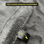 Sleek Max Dry 2000GSM Car Drying Towel 20x31, Black | Ultra-plush twist-loop microfiber, maximum absorption, soft on paint, double-sided, cars, trucks, SUVs & full-vehicle drying
