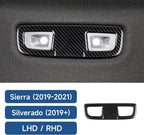 Car ABS Rear Roof Reading Light Lamp Trim Carbon Fiber Interior Decal for 2019-2025 Chevy Silverado | for GMC Sierra 1500 2500 3500 HD 2019-2021 Accessories