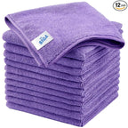 MR.SIGA Microfiber Cleaning Cloths, All-Purpose Microfiber Towels, Streak Free Cleaning Rags, Pack of 12, Purple, Size 32 x 32 cm(12.6 x 12.6 inch)