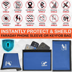 Faraday Bag for Phones, Key Fobs & RFID Cards – Shielding Privacy Pouch for Personal Device Storage, Travel-Friendly RFID Blocking Sleeve Accessory - LIGHT BLUE