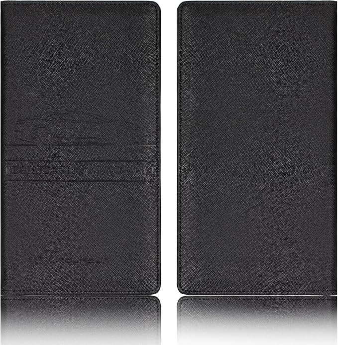 Car Registration and Insurance Card Holder, Vehicle License Document Glove Box Compartment Organizer, Interior Car Accessories for Women Men (Cross Black)