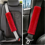 Soft Faux Fur Universal Fit Seatbelt Cover Car Truck SUV Airplane Seat Belt Shoulder Pad for Carmera Backpack Straps Neck Cushion Protector 2 Pack 10.5in Red