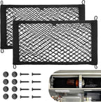 2 Pcs Small Cargo Net Pocket Elastic Mesh Netting Car Mesh Pouch for Trunk RV Boats Home Cargo Storage with Screws and Hooks (17.7'' x 9.8'')