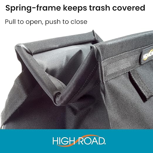 TrashStash Hanging Car Garbage Bag with Push-Close Lid and Waterproof Bin for Car, SUV and Truck Seat Backs - Holds 3 Gallons of Car Trash (Black)