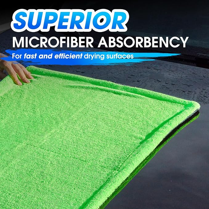 48”x24” Car Drying Towel for Full-Sized SUV, Dual Sided Car Cleaning Cloth with Twisting Yarn Technique, 1300GSM Super Absorbent Scratch-Free, Twisted-Loop Microfiber Towels for Cars, Trucks