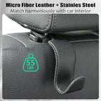 Car Seat Headrest Hook Universal Vehicle Storage Hanger Leather with Metal Car Seat Back Organizer for Handbag Purse Coat Black 4 Pack