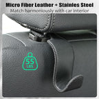 Car Seat Headrest Hook Universal Vehicle Storage Hanger Leather with Metal Car Seat Back Organizer for Handbag Purse Coat Black 2 Pack