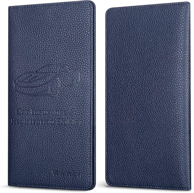 Premium Car Registration and Insurance Card Holder, Car Document Holder for Cards, Driver License & other Essential Documents (Deep Blue)