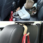 4-Pack 360° Rotating Car Headrest Hooks Vehicle Storage Organizer for Purses Handbags Groceries Coats – Holds 55lbs Simple Design with Clip Beige