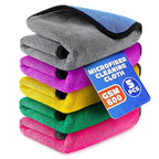 5 Pcs Thick Microfiber Cleaning Cloth – Dual-Layer Cleaning Rags, High-Tensile GSM 600 Fabric, Crafted for Effective Use – 11.8x11.8 Inches Microfiber Towels for Car Detailing, Window, Glass and House