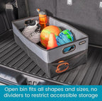 CargoCube Car Storage Bin - Leakproof Car Trunk Storage Organizer with Metal Handles and Front Mesh Pocket, 12x24 Inches - Single pack