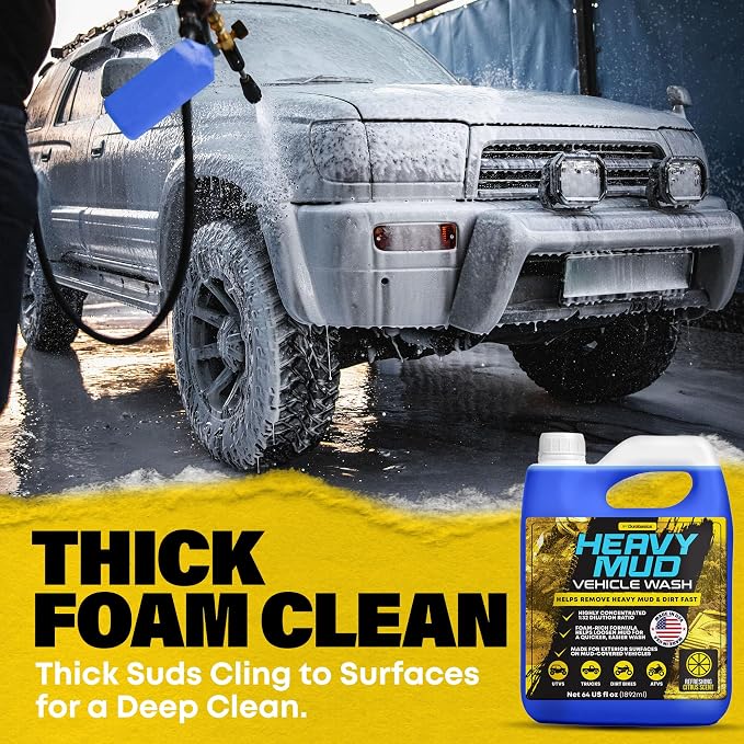 Heavy Mud Wash – Highly Concentrated 1:32 Ratio, Thick Foam Car Wash Soap & ATV Cleaner for Trucks, UTV Cleaner, Dirt Bikes & RVs – Works with Foam Cannons & Bucket Washes – 64 fl oz