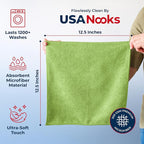 Microfiber Cleaning Cloth Light Green - 8 Pcs 12.5"x12.5" - High Performance - 1200 Washes, Ultra Absorbent Towels Weave Grime & Liquid for Streak-Free Mirror Shine - Car Washing Cloth
