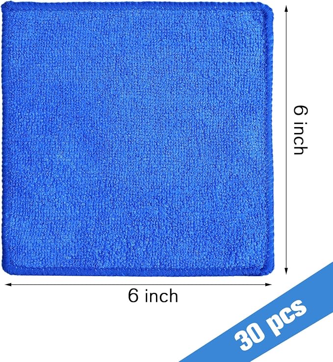 Cleaning Cloth Dry Erase Cloth Cleaning Rags Reasonable Kitchen Towels Microfiber Towels Cars Wash(6 x 6 Inch,Blue,30 Pcs)