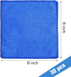 Cleaning Cloth Dry Erase Cloth Cleaning Rags Reasonable Kitchen Towels Microfiber Towels Cars Wash(6 x 6 Inch,Blue,30 Pcs)
