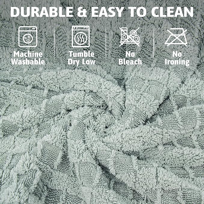 1000GSM Car Drying Towel 18"x24", Edgeless Double Twist Pile, Ultra Absorbent Microfiber Towel, Scratch-Free Lint-Free Streak-Free for Auto Detailing & Car Wash – Check Silver&Grey