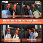 Car Seat Headrest Hook 4 Pack Hanger Universal Vehicle Car Storage Organizer for Handbag Purse Coat S Type Checkered Orange