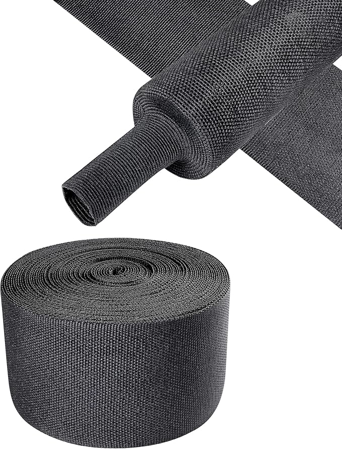 Black 2:1 Ratio Automotive Heat Shrink Braided Sleeving,Wear-Resistant Flat Woven Shrinkable Sleeve Fabric Car Cable Wires Hoses Protection (2''-8ft)